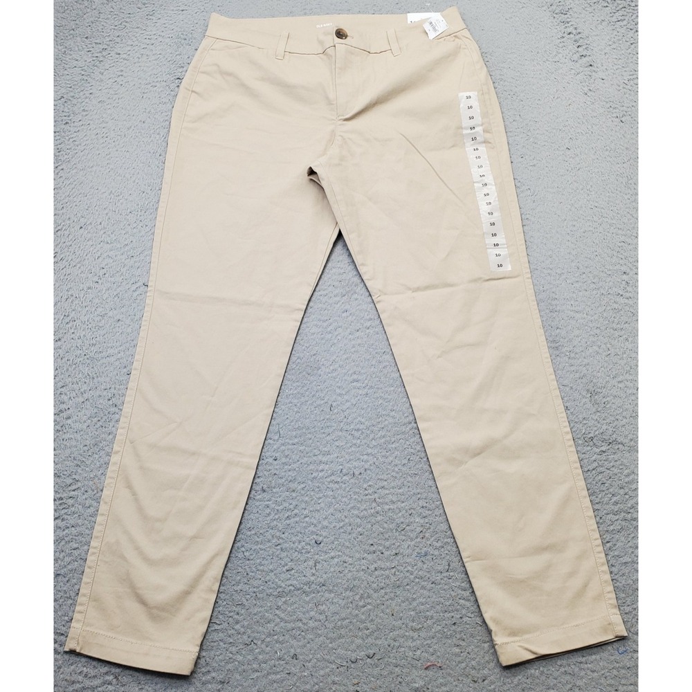 Old Navy Chino Pants Womens Size 10 Tan Cotton Slash‎ Pocket Formal Skinny Leg